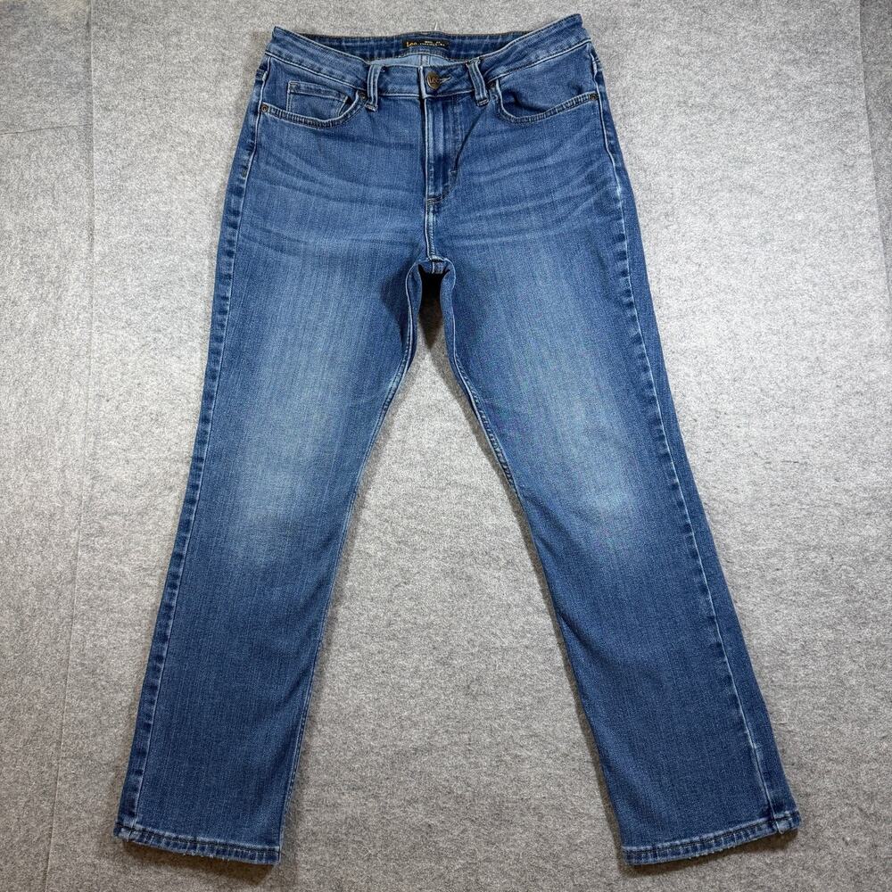 Lee Jeans Womens 8 Medium Blue Wash Straight Leg Mid Rise Stretch Denim